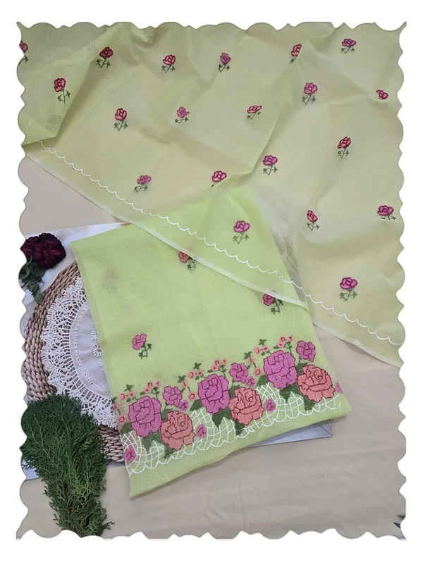 Kotadoria_Pista_Green_Cotton_Unstitched_Dress_Material_For_Women
