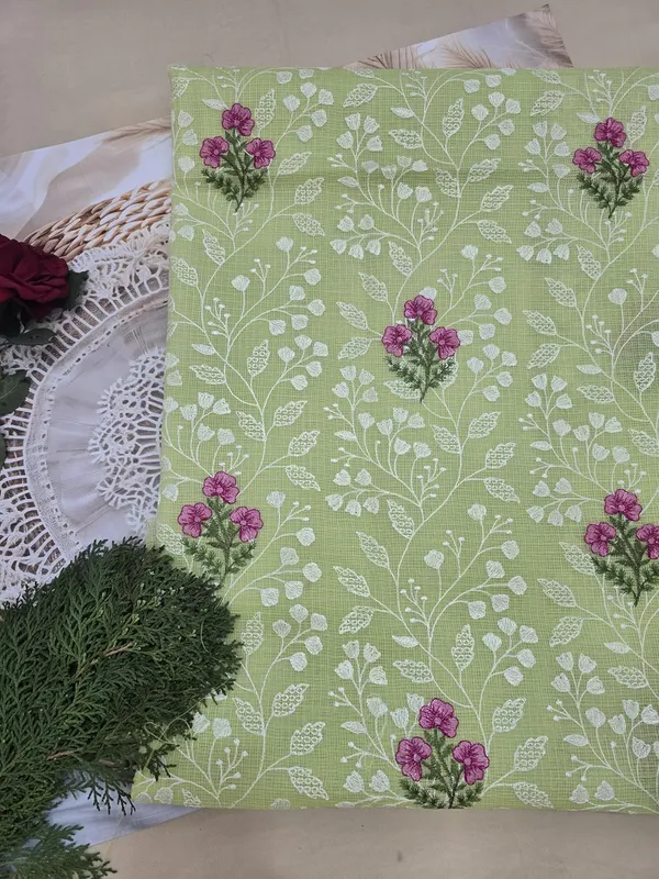 Kotadoria_Pista_Green_Cotton_Unstitched_Dress_Material_For_Women