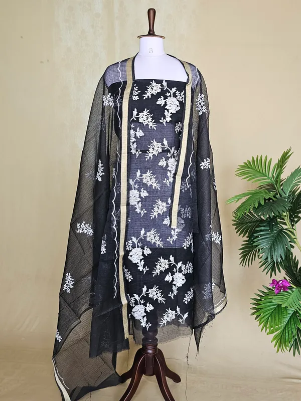 Black_Kota_Doria_Embroidery_Suit_Set_with_Dupatta