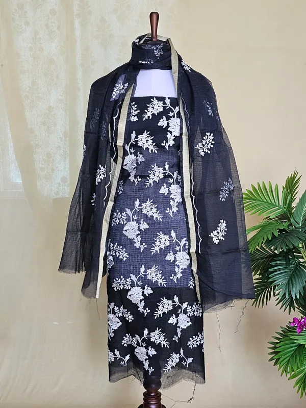 Black_Kota_Doria_Embroidery_Suit_Set_with_Dupatta