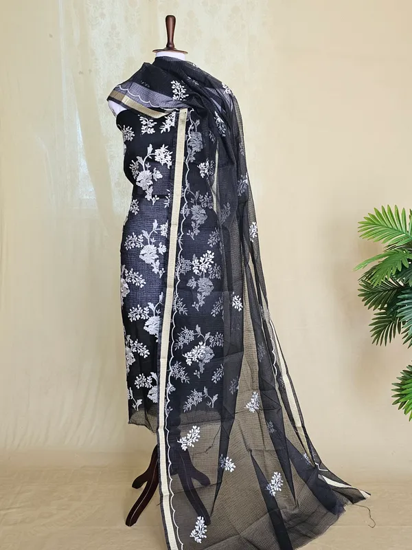 Black_Kota_Doria_Embroidery_Suit_Set_with_Dupatta