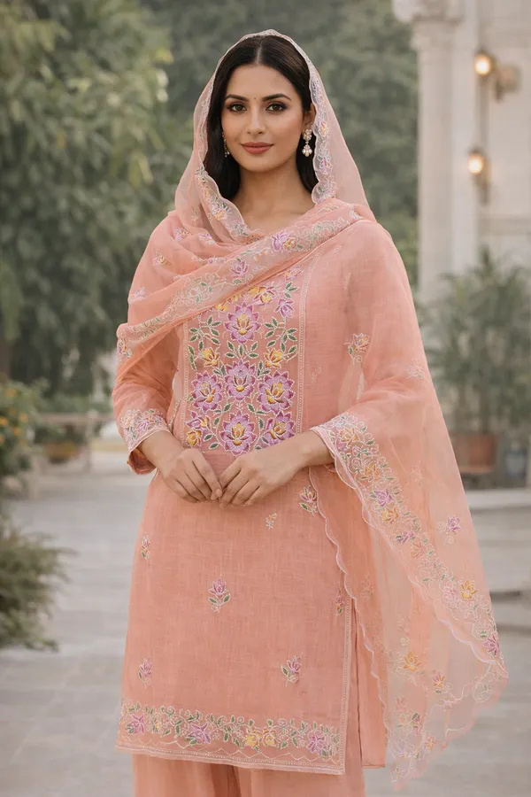 Kotadoria_Peach_Cotton_Blend_Unstitched_Dress_Material_For_Women