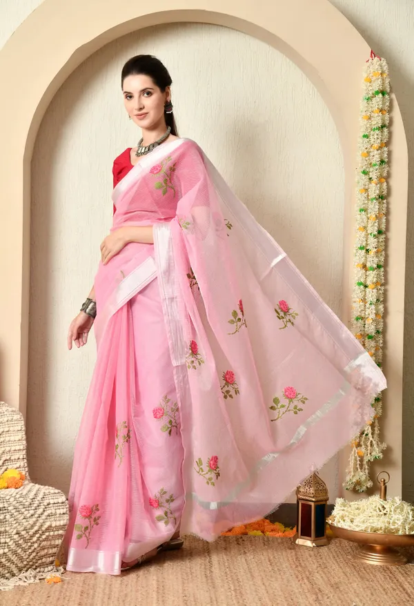 Kotadoria_Blush_Baby_Pink_Cotton_Saree_For_Women