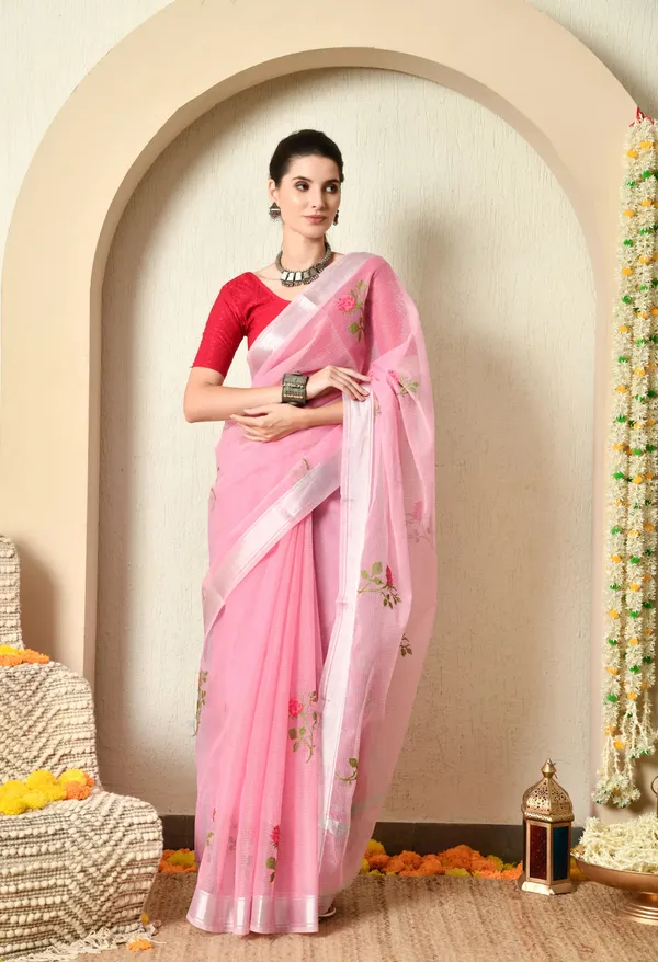 Kotadoria_Blush_Baby_Pink_Cotton_Saree_For_Women