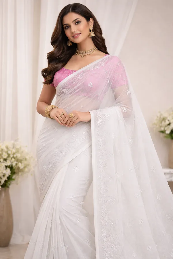 Kotadoria_White_Kota_Doria_Pure_Cotton_Chikankari_Saree_For_Women