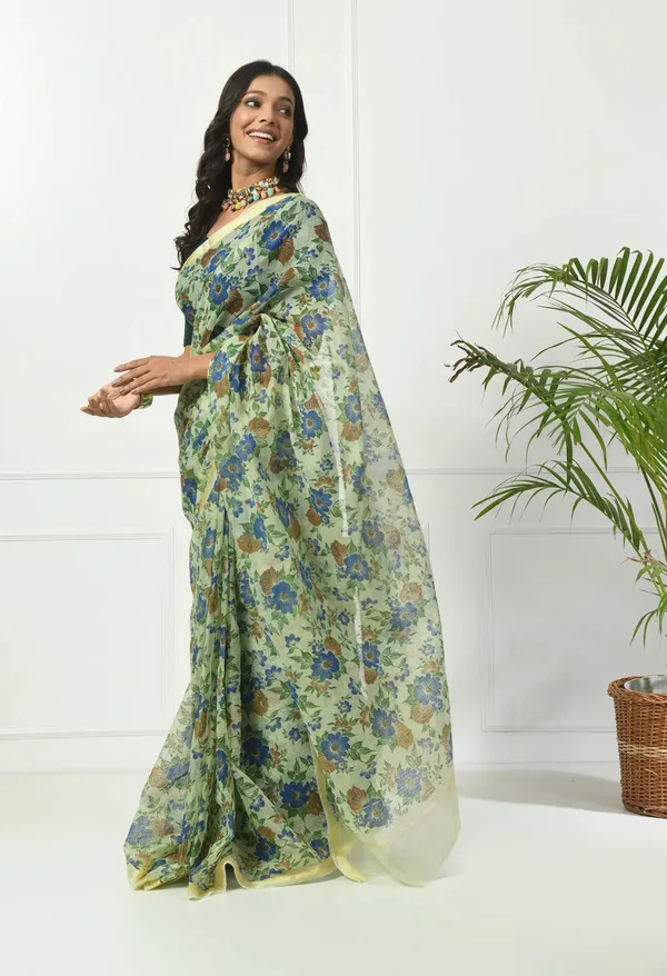 Kotadoria_Honeydew_Yellow_Cotton_Saree_For_Women