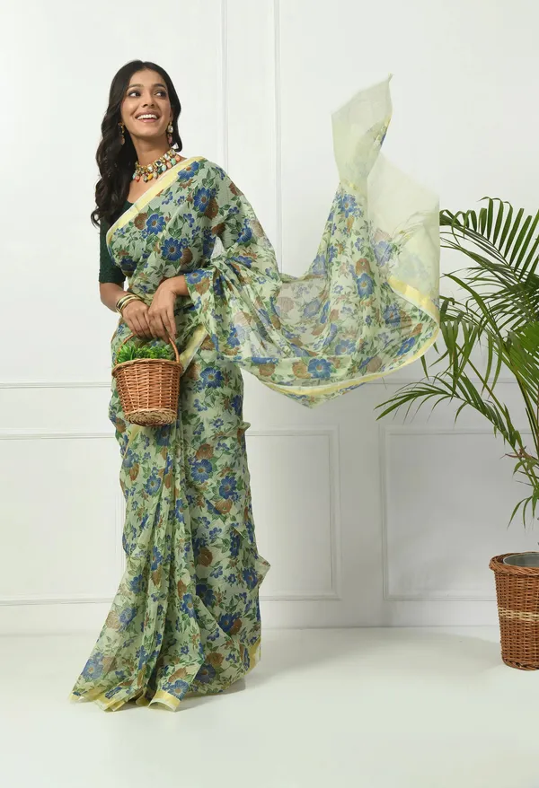 Kotadoria_Honeydew_Yellow_Cotton_Saree_For_Women