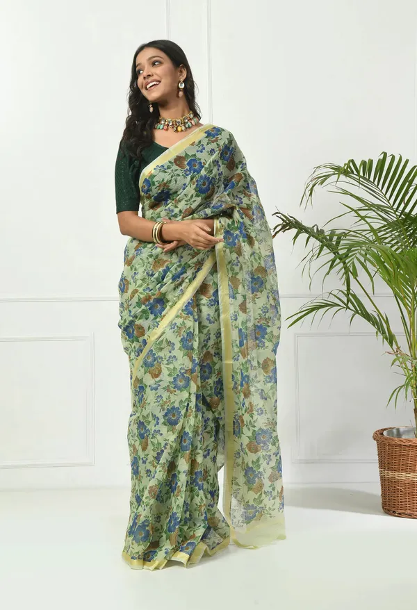 Kotadoria_Honeydew_Yellow_Cotton_Saree_For_Women