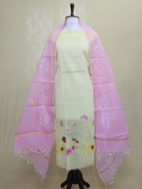 Kota_Doria_Embroidered_3_Piece_Suit_Set_for_Women_|_Cream_&_Pink_Floral_Embroidery_Kurta_with_Bottom_&_Dupatta_|_Premium_Ethnic_Wear
