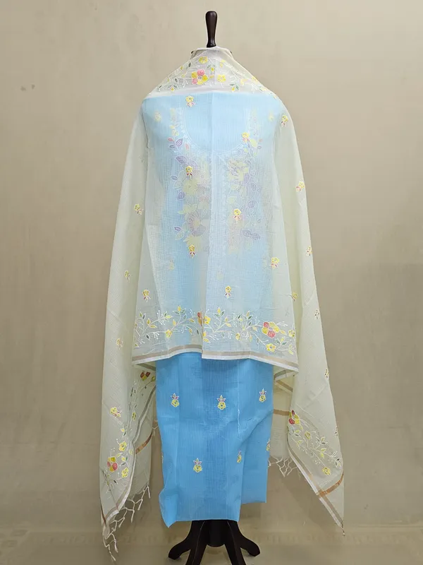 Kota_Doria_Embroidered_3_Piece_Suit_Set_for_Women_|_Sky_Blue_Floral_Embroidery_Kurta_with_Bottom_&_Dupatta_|_Elegant_Ethnic_Wear