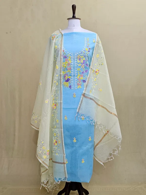Kota_Doria_Embroidered_3_Piece_Suit_Set_for_Women_|_Sky_Blue_Floral_Embroidery_Kurta_with_Bottom_&_Dupatta_|_Elegant_Ethnic_Wear