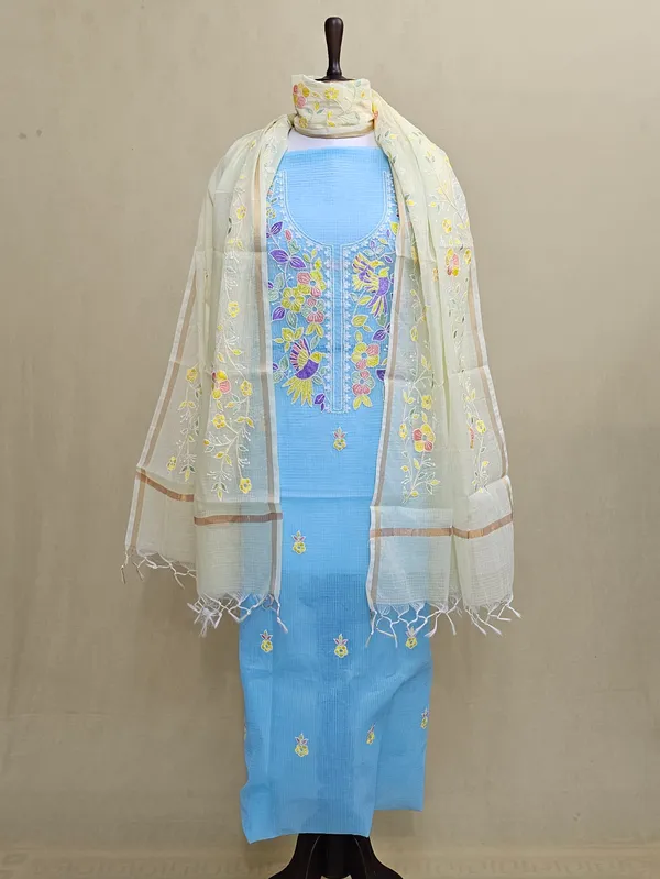 Kota_Doria_Embroidered_3_Piece_Suit_Set_for_Women_|_Sky_Blue_Floral_Embroidery_Kurta_with_Bottom_&_Dupatta_|_Elegant_Ethnic_Wear