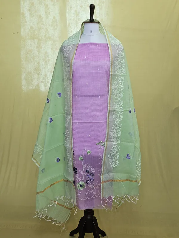 Kota_Doria_Embroidered_Suit_Set_for_Women_|_Purple_Pink_Top_with_Pastel_Green_Floral_Dupatta_|_Purple_Bottom_Traditional_Ethnic_Dress_Materia
