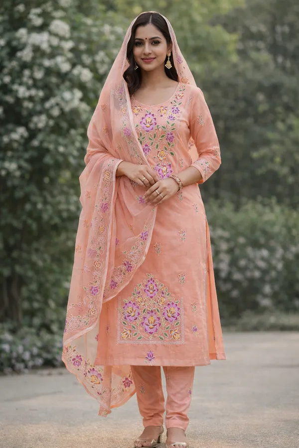 Kotadoria_Orange_Cotton_Blend_Unstitched_Dress_Material_For_Women