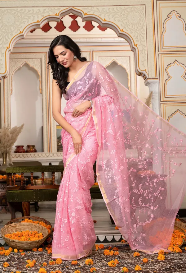 Kotadoria_Blush_Pink_Organic_Cotton_Saree_For_Women