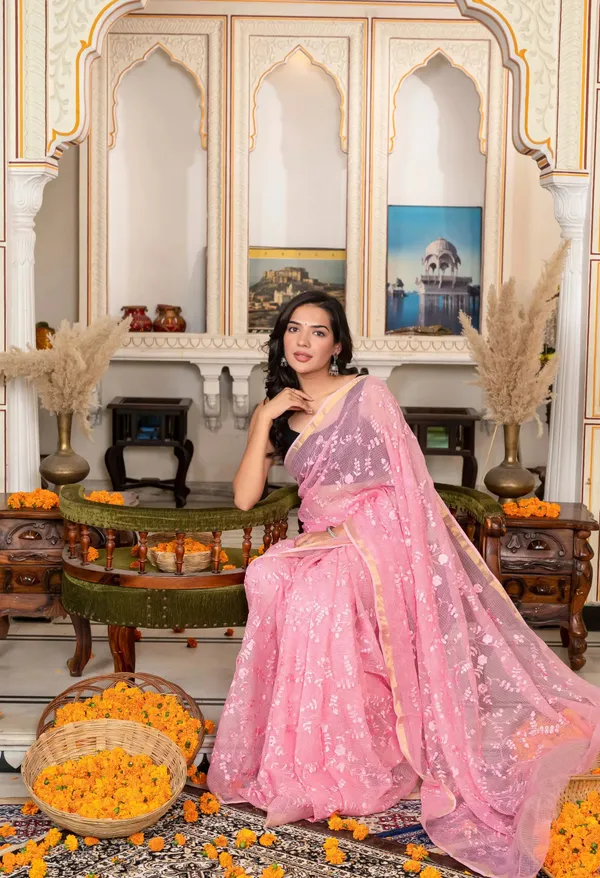 Kotadoria_Blush_Pink_Organic_Cotton_Saree_For_Women