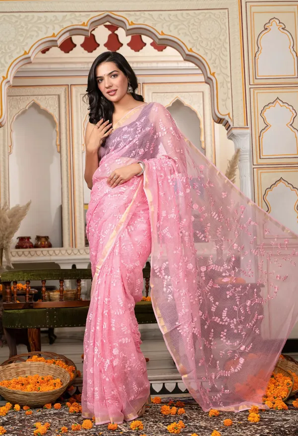 Kotadoria_Blush_Pink_Organic_Cotton_Saree_For_Women