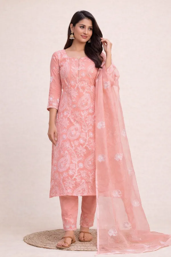 Kotadoria_Peach_Cotton_Blend_Unstitched_Dress_Material_For_Women