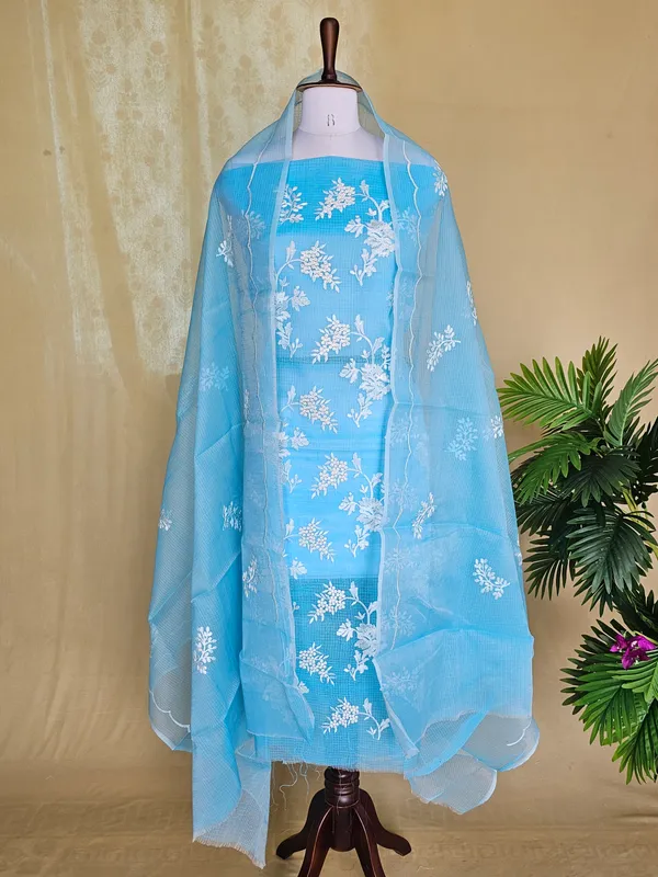 Sky_Blue_Kota_Doria_Embroidery_3_Piece_Suit_Set_for_Women_|_Floral_Embroidered_Kurta,_Bottom_&_Dupatta