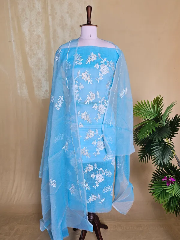 Sky_Blue_Kota_Doria_Embroidery_3_Piece_Suit_Set_for_Women_|_Floral_Embroidered_Kurta,_Bottom_&_Dupatta