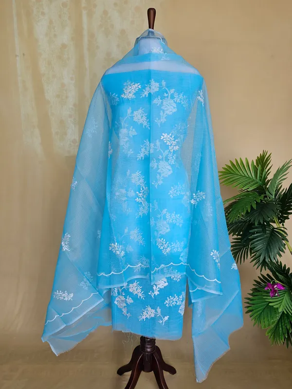 Sky_Blue_Kota_Doria_Embroidery_3_Piece_Suit_Set_for_Women_|_Floral_Embroidered_Kurta,_Bottom_&_Dupatta