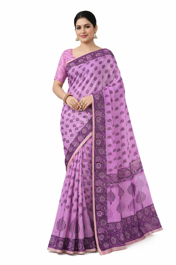 Kotadoria_Pink_Kota_Doria_Kota_Doria_Hand_Block_Print_Saree_For_Women