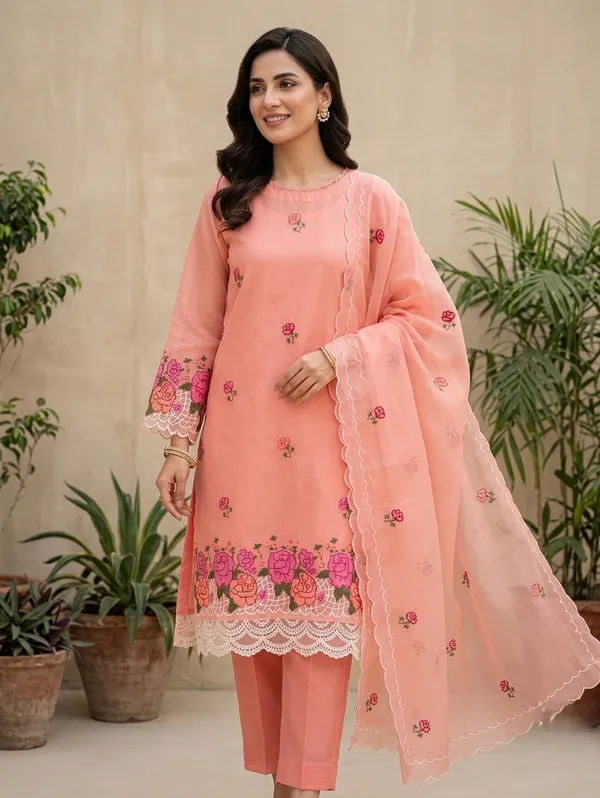 Kotadoria_Peach_Cotton_Unstitched_Dress_Material_For_Women