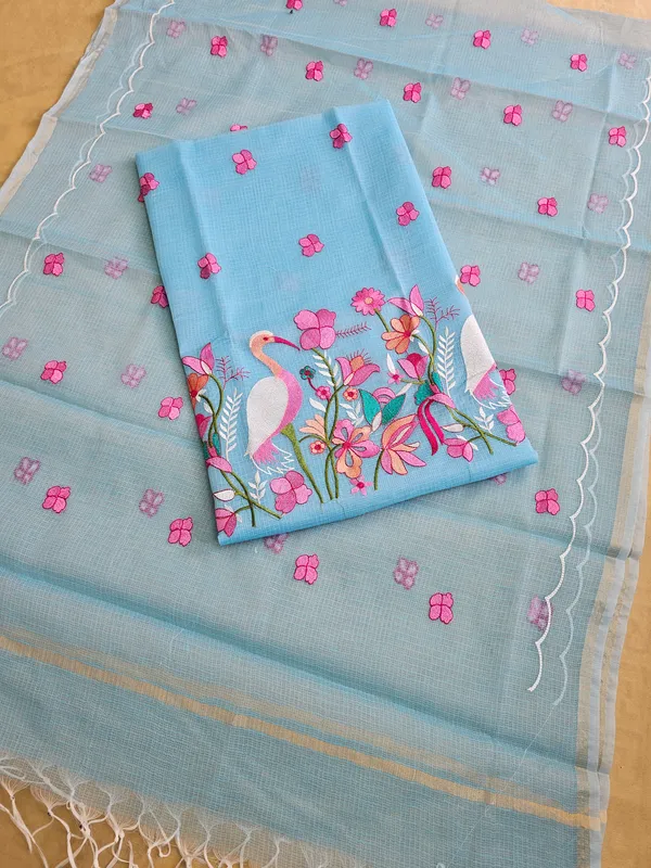 Women’s_Kota_Doria_Embroidered_Suit_Set_with_Bottom_&_Dupatta_–_Sky_Blue