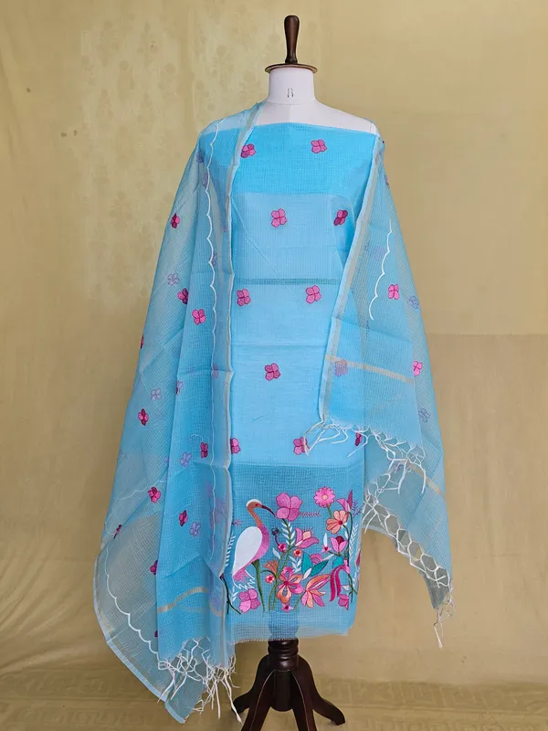 Women’s_Kota_Doria_Embroidered_Suit_Set_with_Bottom_&_Dupatta_–_Sky_Blue
