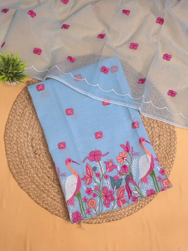 Women’s_Kota_Doria_Embroidered_Suit_Set_with_Bottom_&_Dupatta_–_Sky_Blue