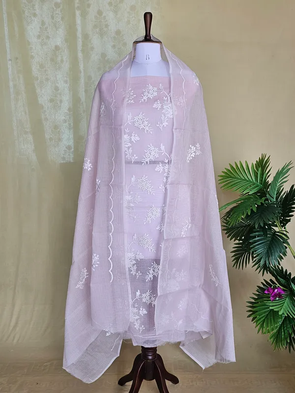 Women’s_Light_Lavender_Kota_Doria_Embroidery_3_Piece_Suit_Set_|_Floral_Embroidered_Kurta,_Bottom_&_Dupatta