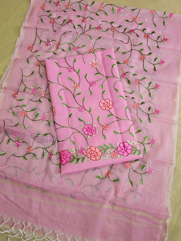 Women’s_Pink_Kota_Doria_3_Piece_Suit_Set_|_Floral_Embroidered_Kurta,_Bottom_&_Dupatta_|_Ethnic_Wear