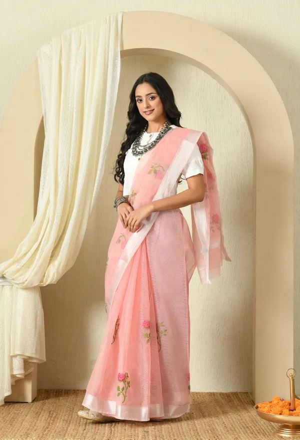Kotadoria_Peach_Pink_Cotton_Saree_For_Women