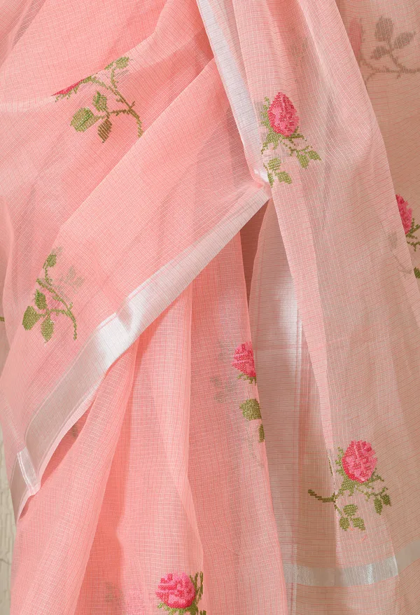 Kotadoria_Peach_Pink_Cotton_Saree_For_Women