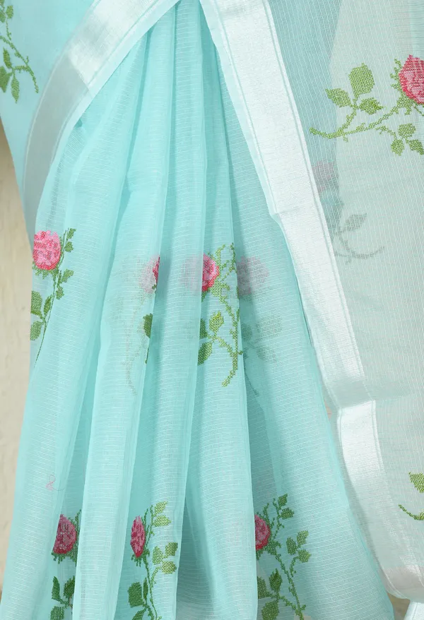 Kotadoria_Soft_Blue_Cotton_Saree_For_Women