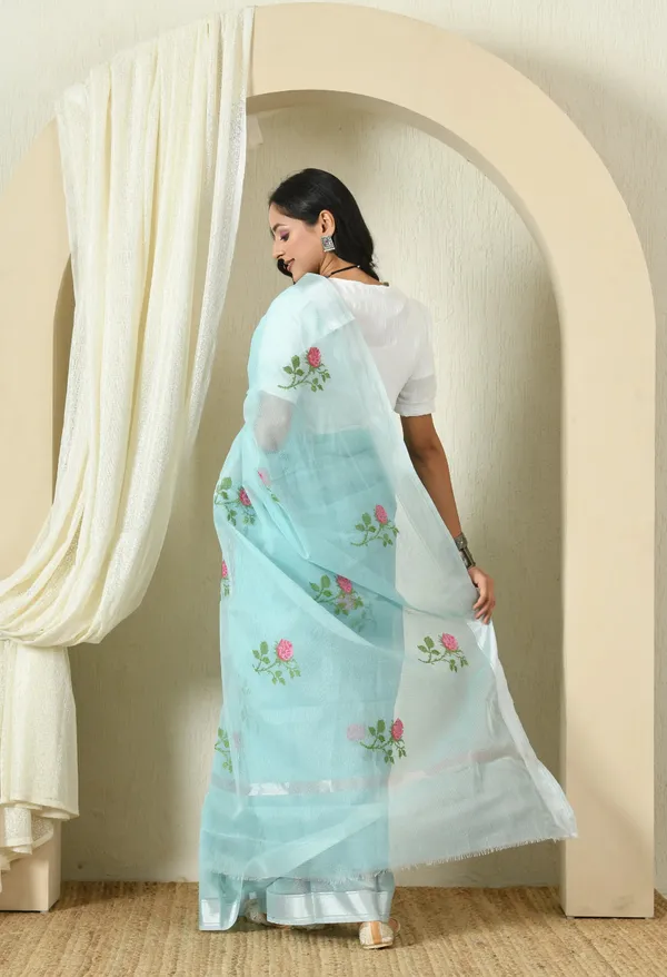 Kotadoria_Soft_Blue_Cotton_Saree_For_Women