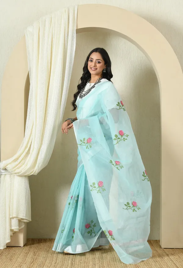 Kotadoria_Soft_Blue_Cotton_Saree_For_Women