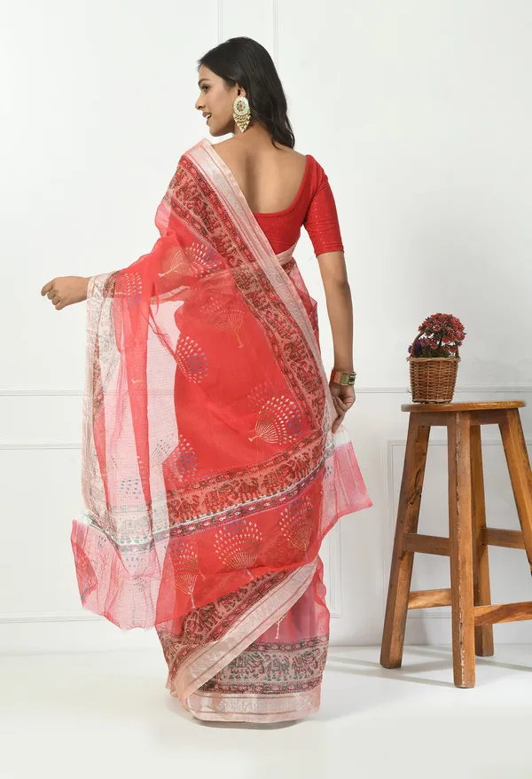 Kotadoria_Tomato_Red_Kota_Doria_Cotton_Saree_For_Women