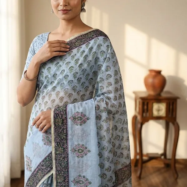 Kotadoria_Light_Grey_Kota_Doria_Kota_Doria_Hand_Block_Print_Saree_For_Women