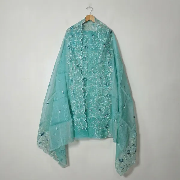 Kotadoria_Mint_Cotton_Blend_Kota_Doria_Unstitched_Dress_Material_For_Women
