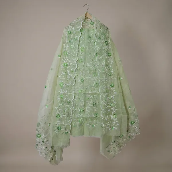 Kotadoria_Pista_Green_Cotton_Blend,_Kota_Doria_Unstitched_Dress_Material_For_Women
