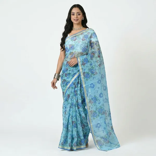 Kotadoria_Sky_Blue_Cotton_Saree_For_Women