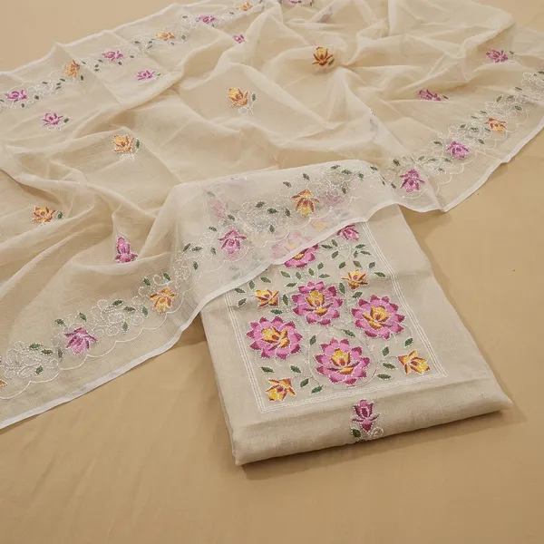 Kotadoria_Cream_Cotton_Blend_Unstitched_Dress_Material_For_Women