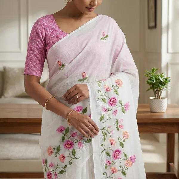 Kotadoria_White_Kota_Doria_Pure_Cotton_Chikankari_Saree_For_Women