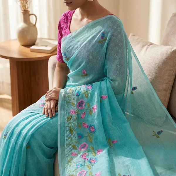 Kotadoria_Mint_Kota_Doria_Pure_Cotton_Chikankari_Saree_For_Women