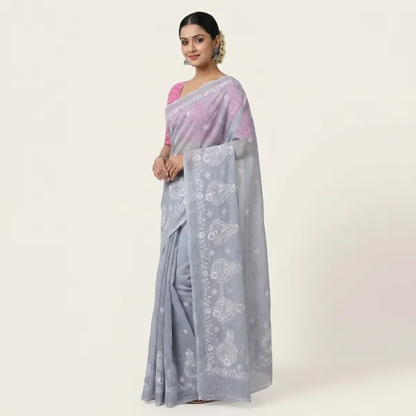 Kotadoria_Grey_Kota_Doria_Pure_Cotton_Chikankari_Saree_For_Women