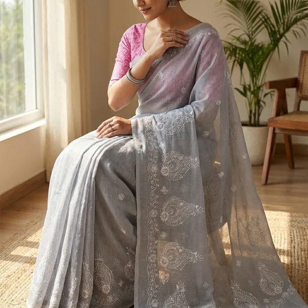 Kotadoria_Grey_Kota_Doria_Pure_Cotton_Chikankari_Saree_For_Women