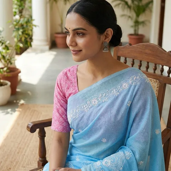 Kotadoria_Sky_Blue_Kota_Doria_Pure_Cotton_Chikankari_Saree_For_Women