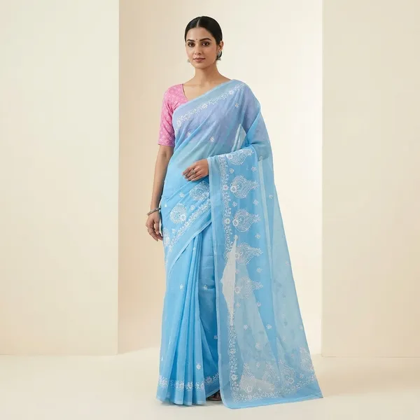 Kotadoria_Sky_Blue_Kota_Doria_Pure_Cotton_Chikankari_Saree_For_Women