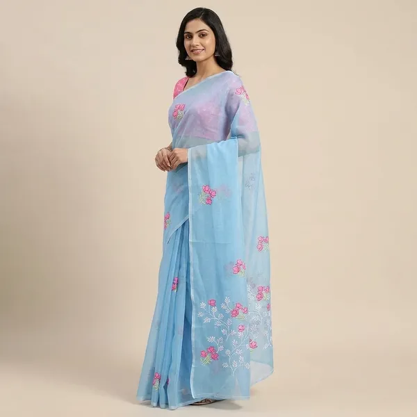 Kotadoria_Sky_Blue_Cotton_Saree_For_Women